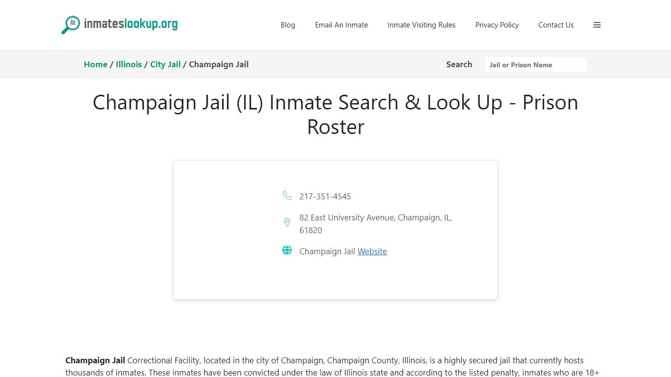Champaign Jail (IL) Inmate Search & Look Up - Prison Roster
